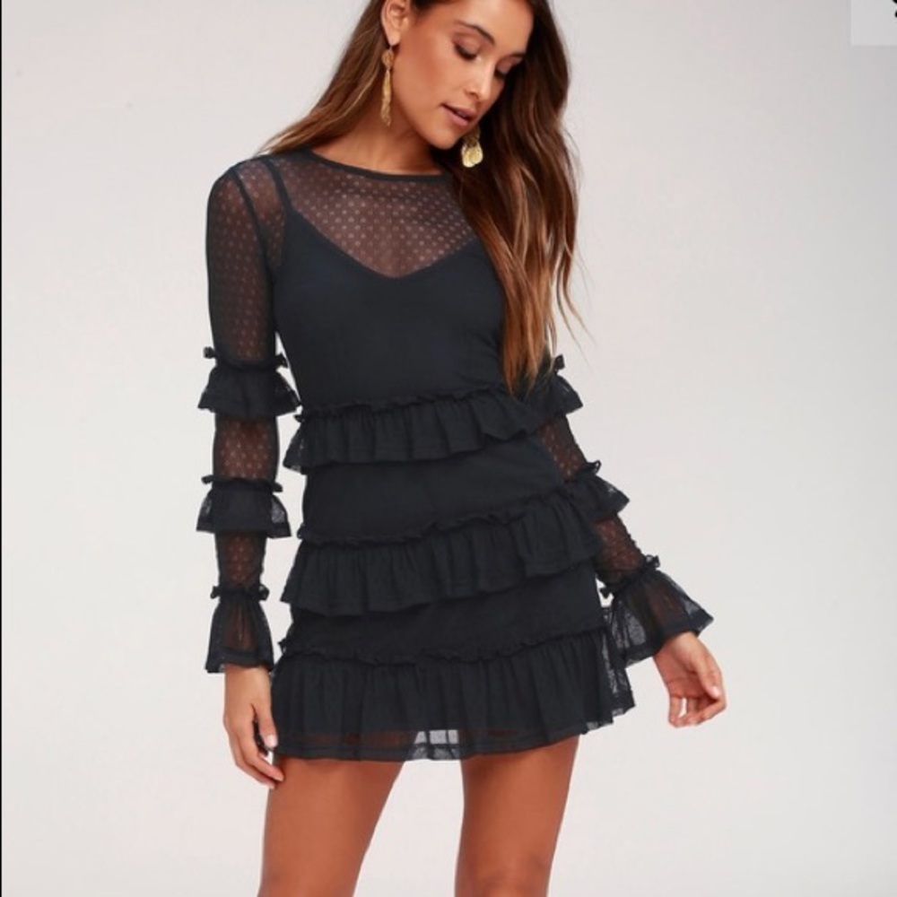 The fifth label navy blue ruffle overlay dress